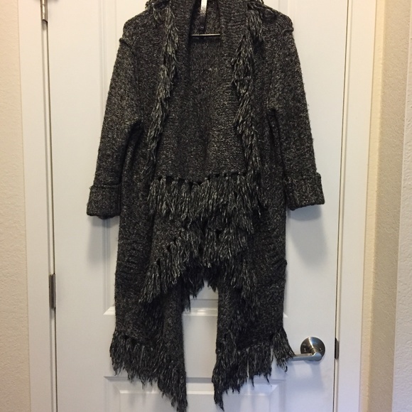 Kensie Knit Fringe Open High Low Cardigan - Picture 2 of 8